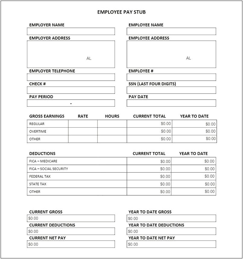 Free Pay Stub Template Type Able
