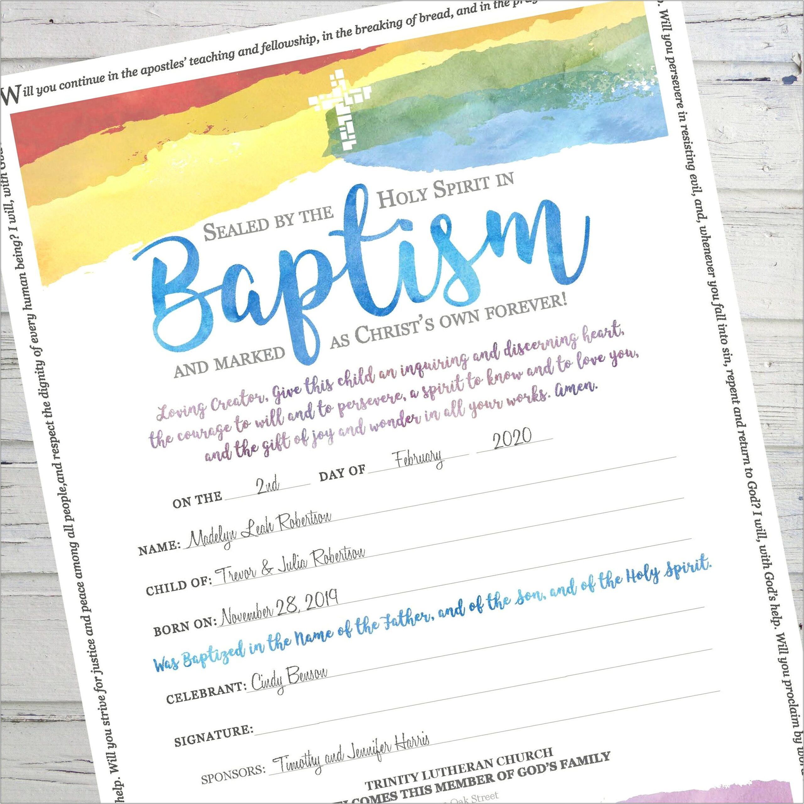 Free Pdf Christian Baptism Certificate Template