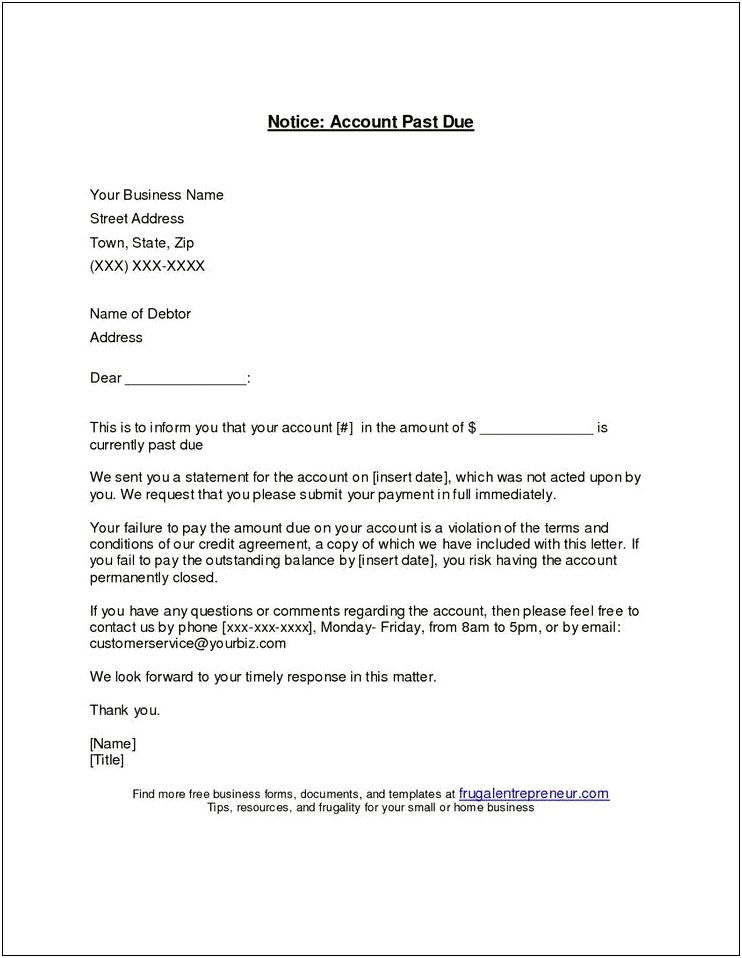 Free Pdf Template For Past Due Account Notices