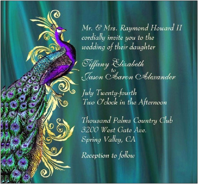 Free Peacock Bridal Shower Invitation Templates