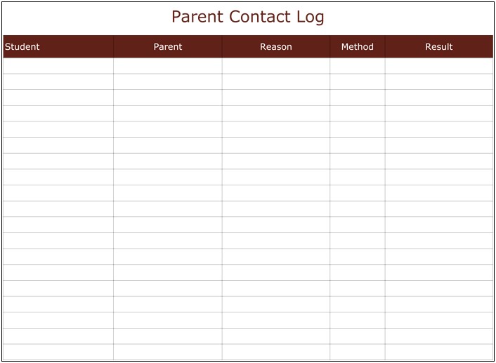 Free Phone Log Template For Teachers