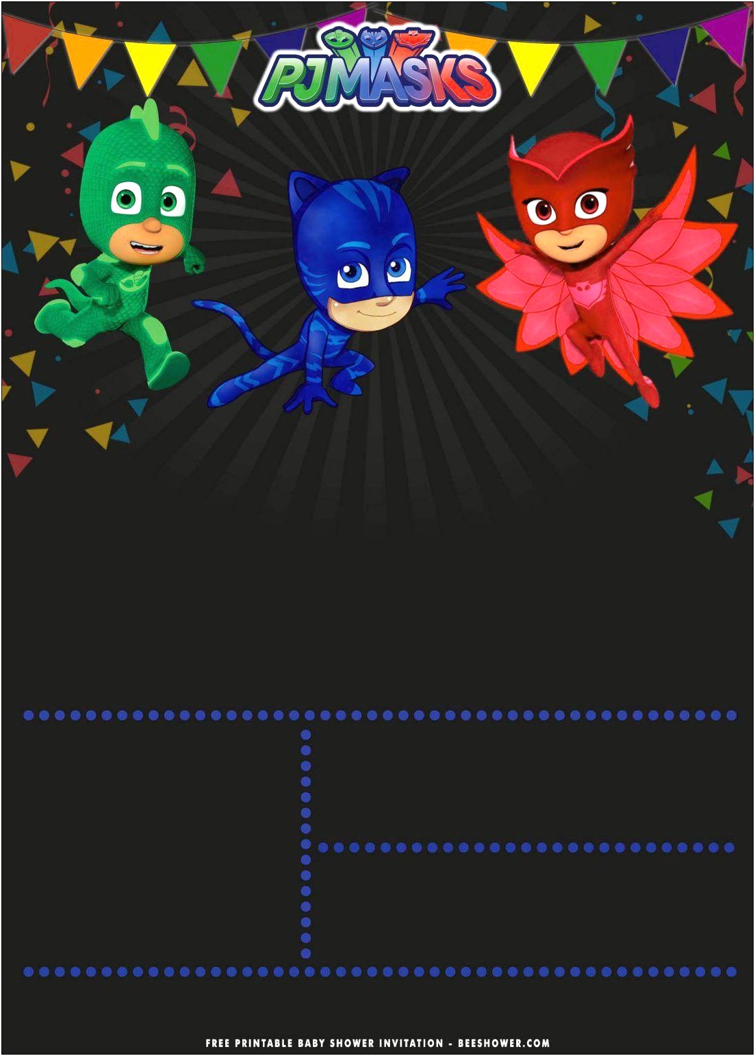 Free Pj Mask Birthday Invitation Template