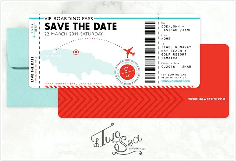 Free Plane Ticket Wedding Invitation Template