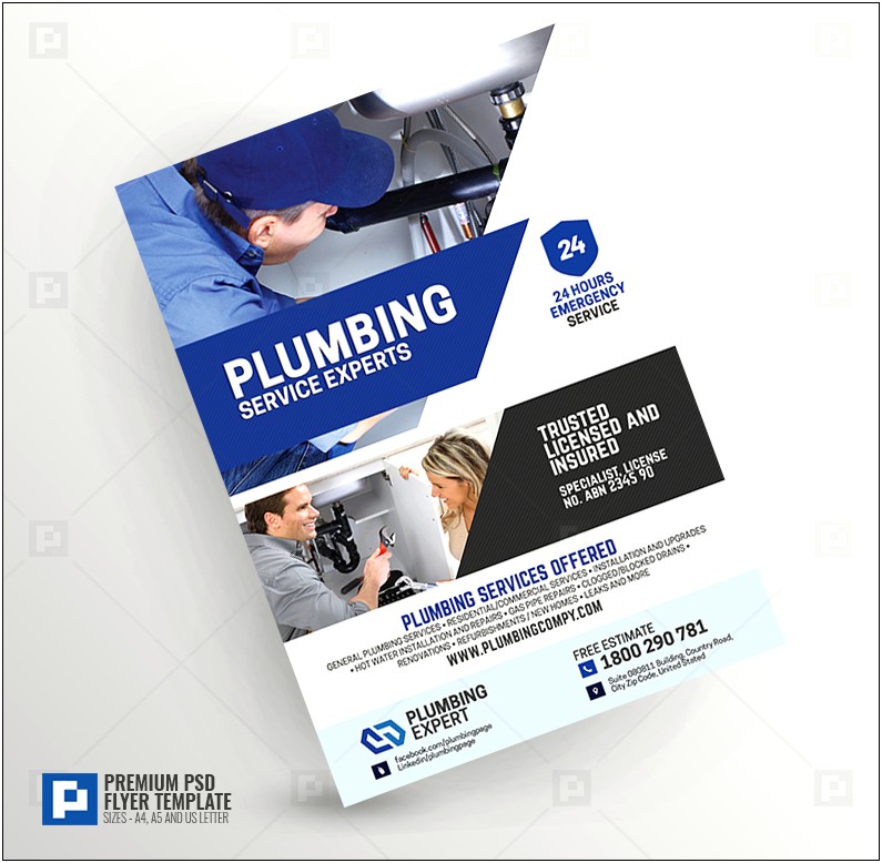 Free Plumbing Company Facebook Cover Templates