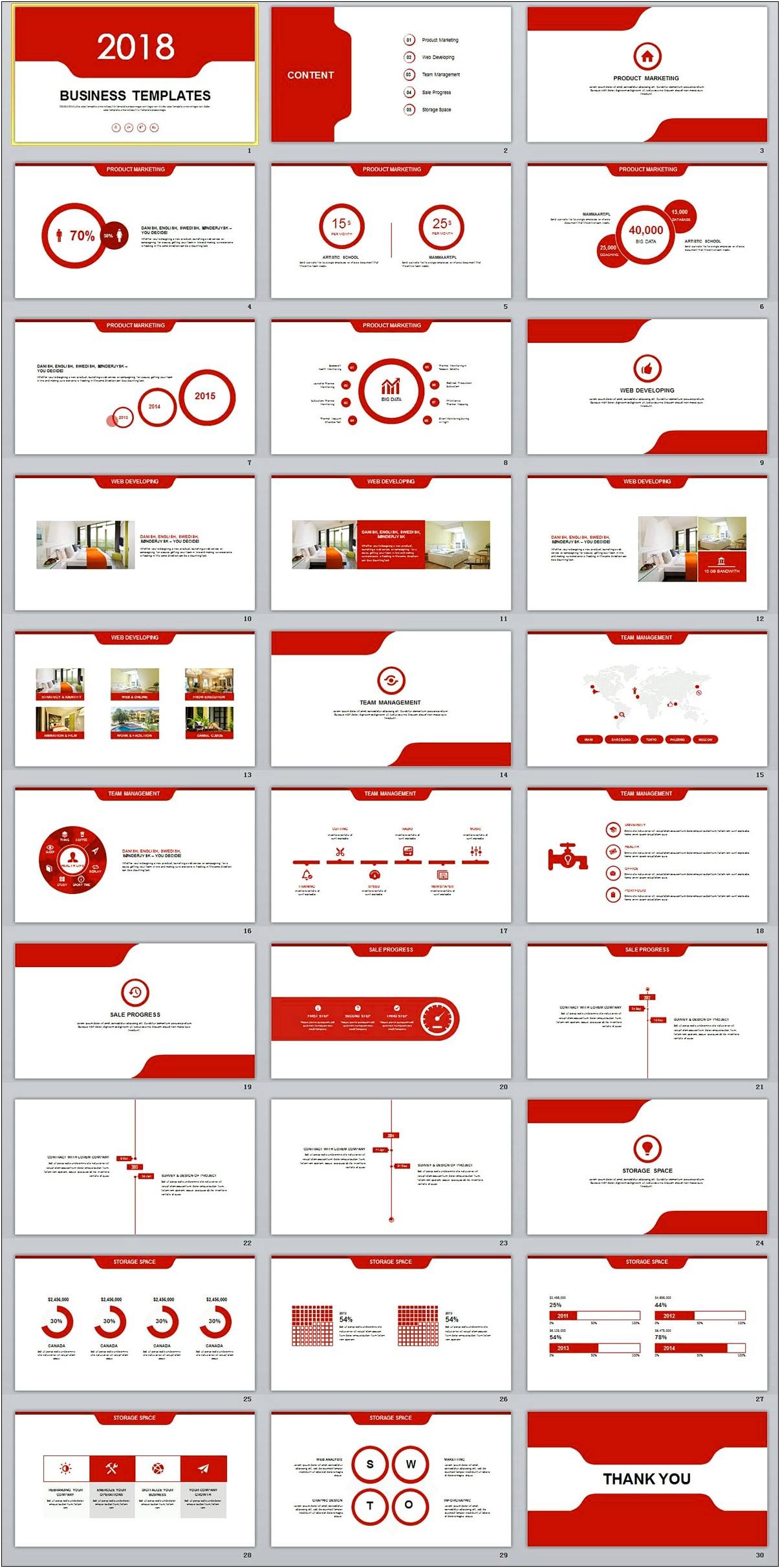Free Powerpoint Template Red Grey Standard Size