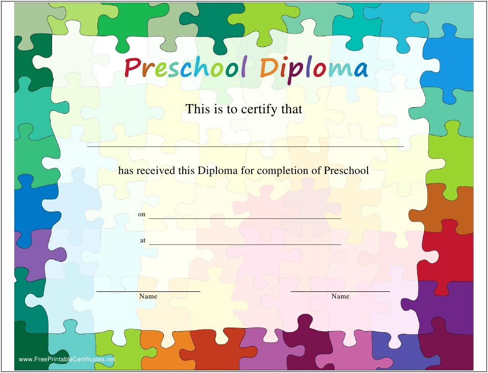 Free Preschool Certificate Templates For Word