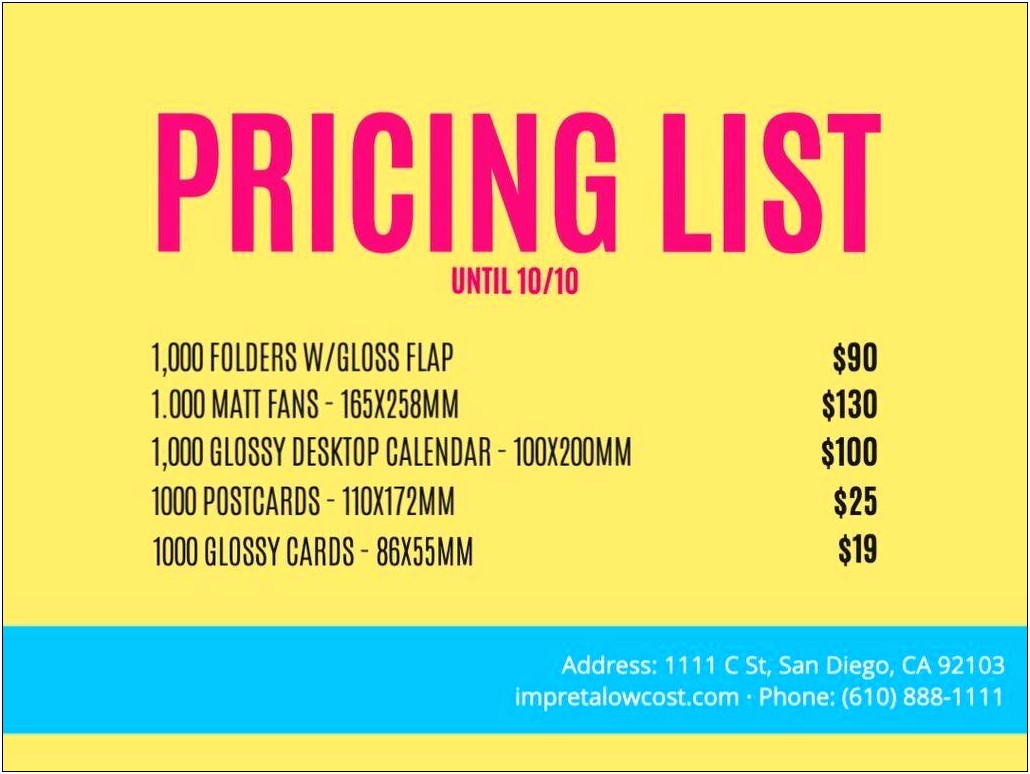 Free Price List Design Template Word