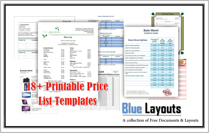 Free Price List Template For Health & Wellness Products