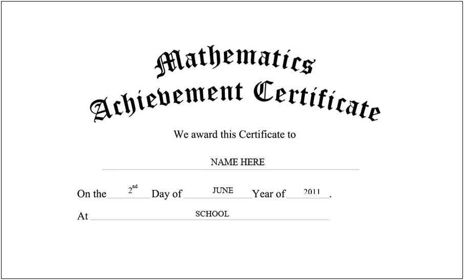 Free Printable Award Certificate Template For Math