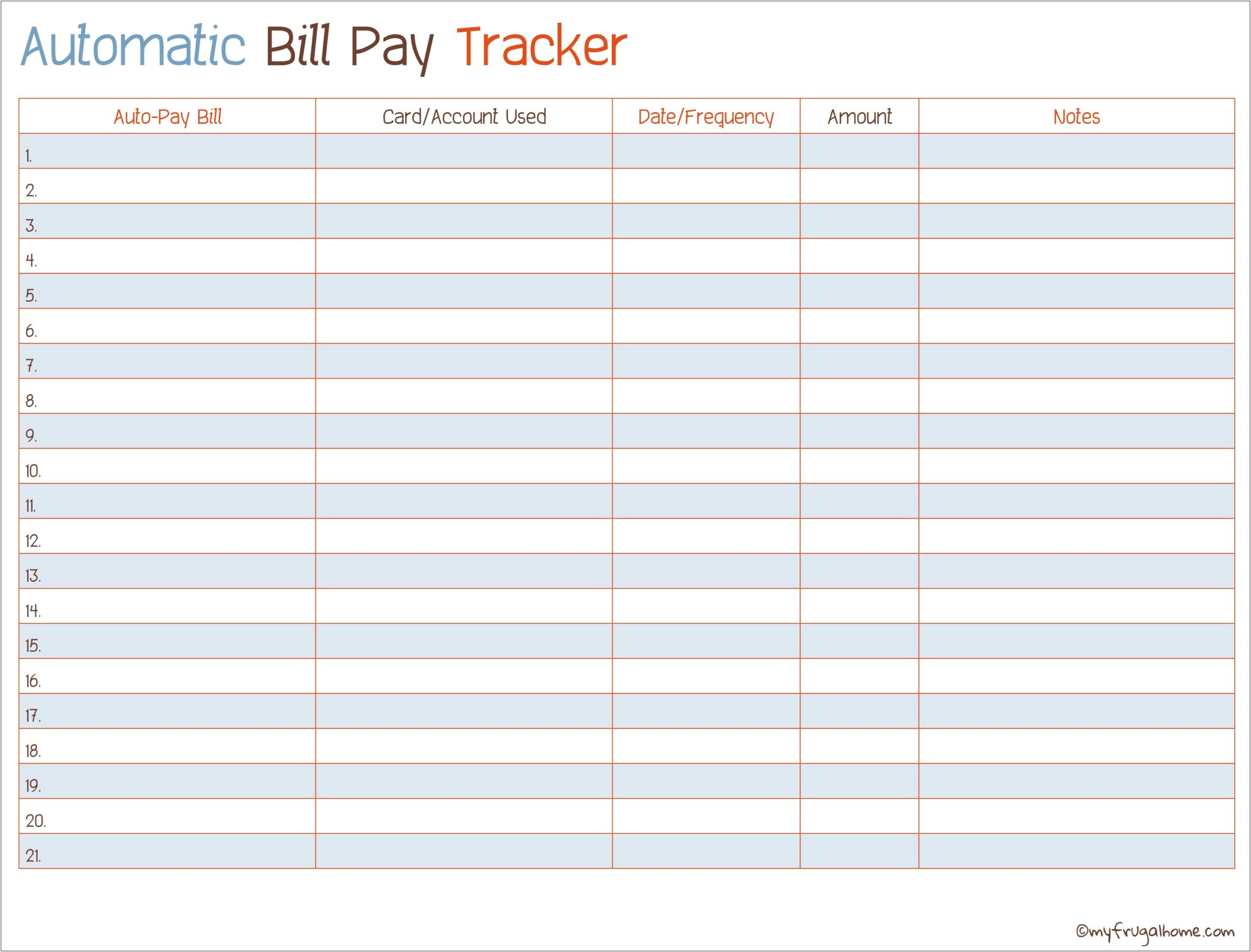 Free Printable Bill Payment Schedule Template