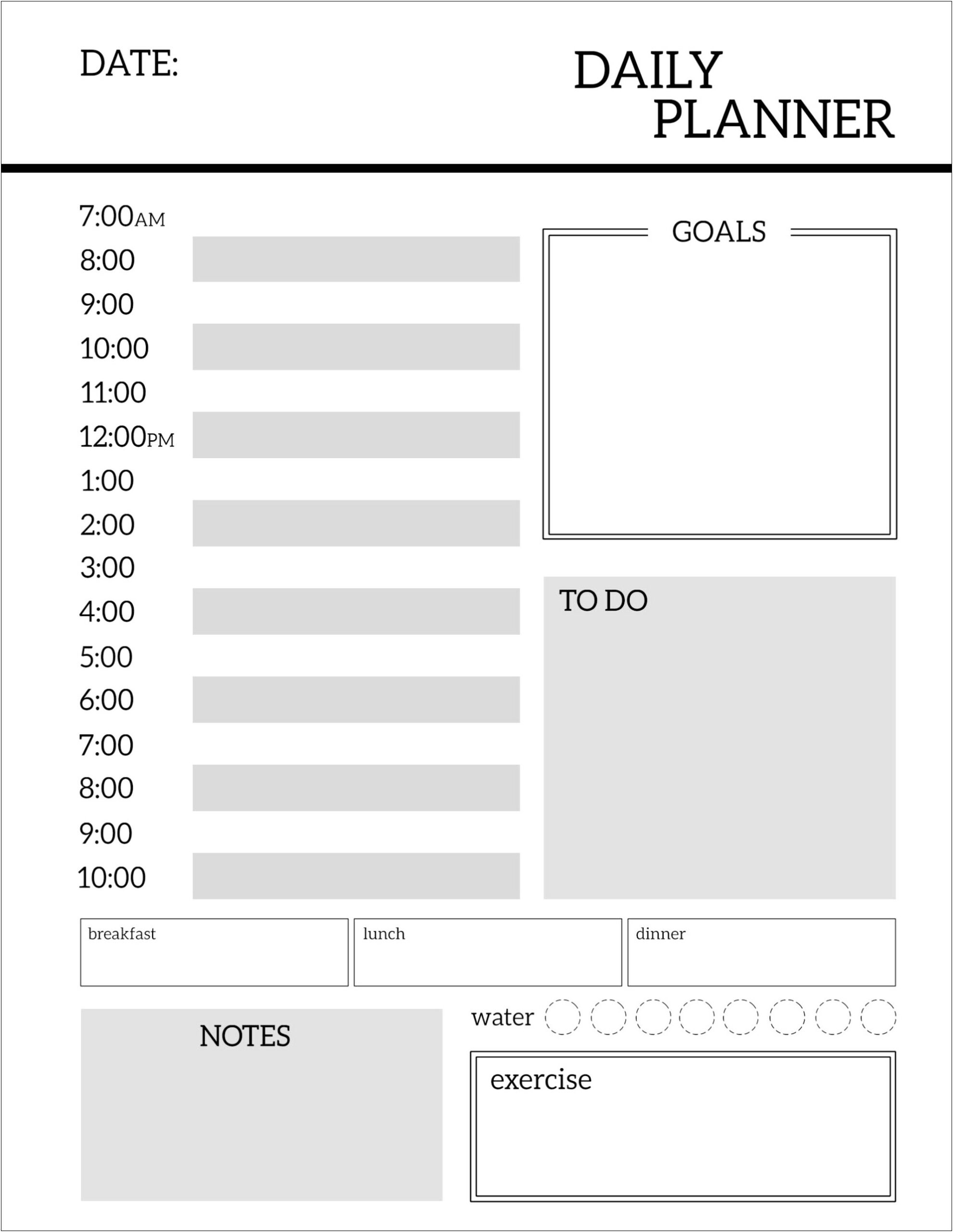 Free Printable Blank Daily Planner Journal Template