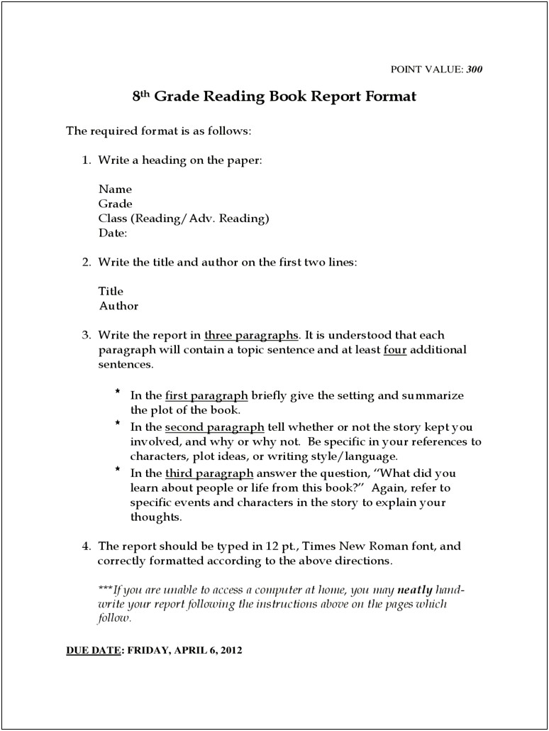 Free Printable Book Report Template 4th Grade Pdf