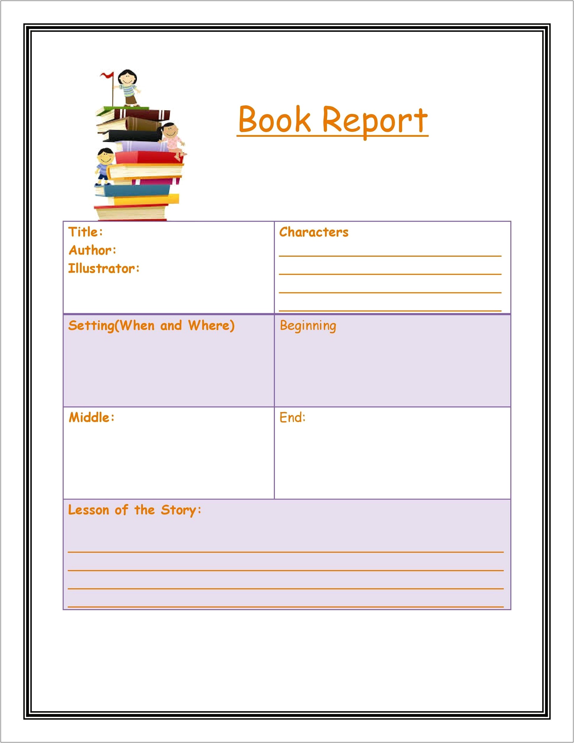 Free Printable Book Report Template 5th Grade