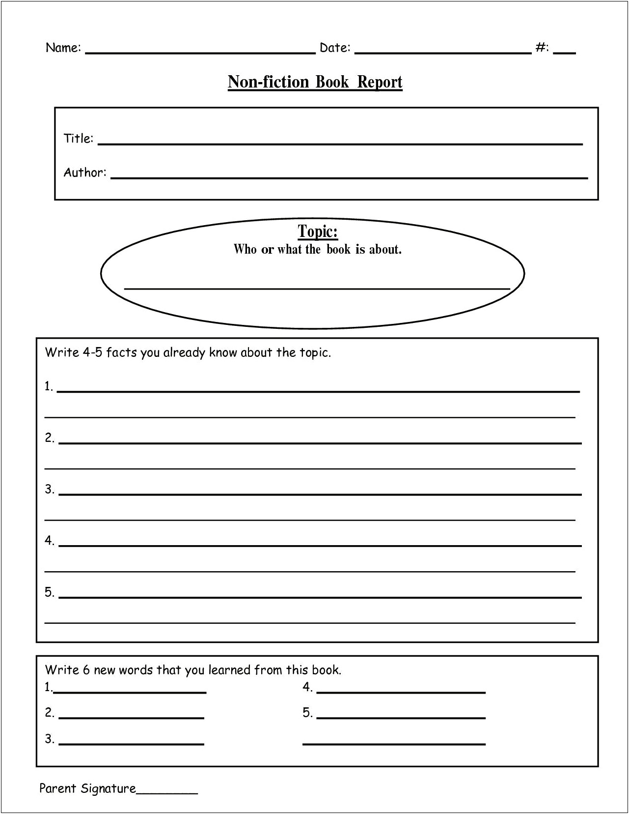 Free Printable Book Report Templates For 5th Grade