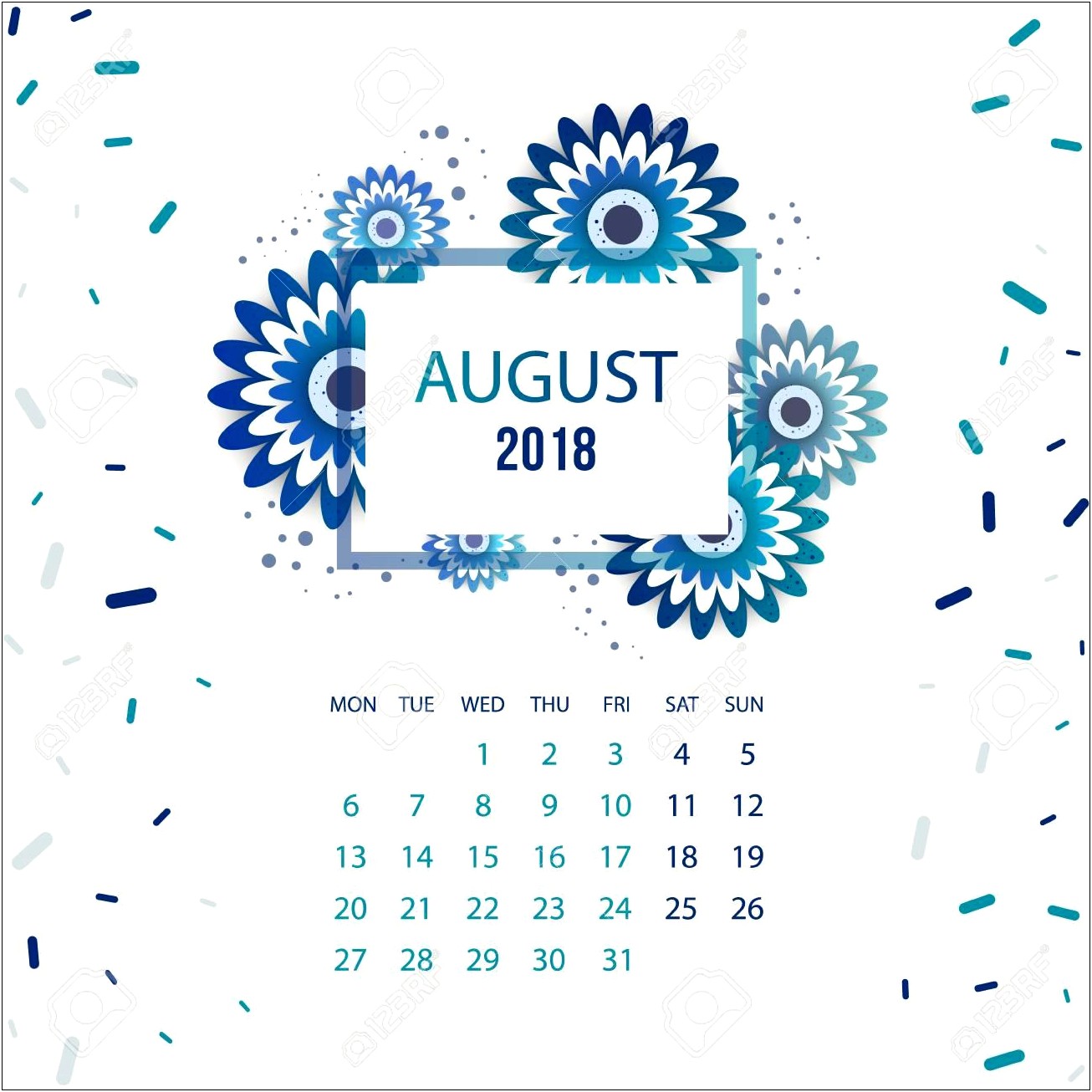 Free Printable Calendar Template August 2018