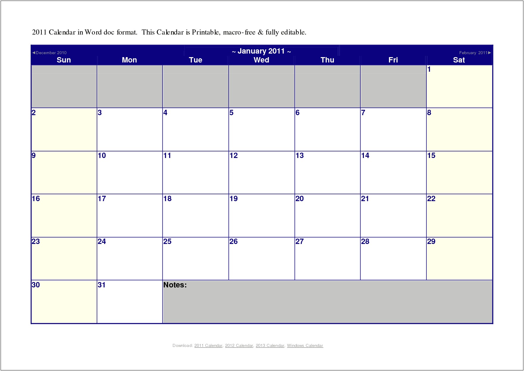 Free Printable Calendar Templates In Word