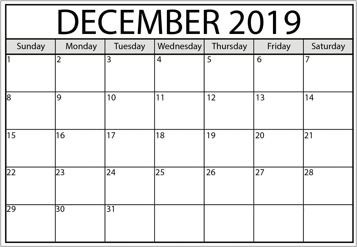 2019 Free Printable Verticle Calendar Templates