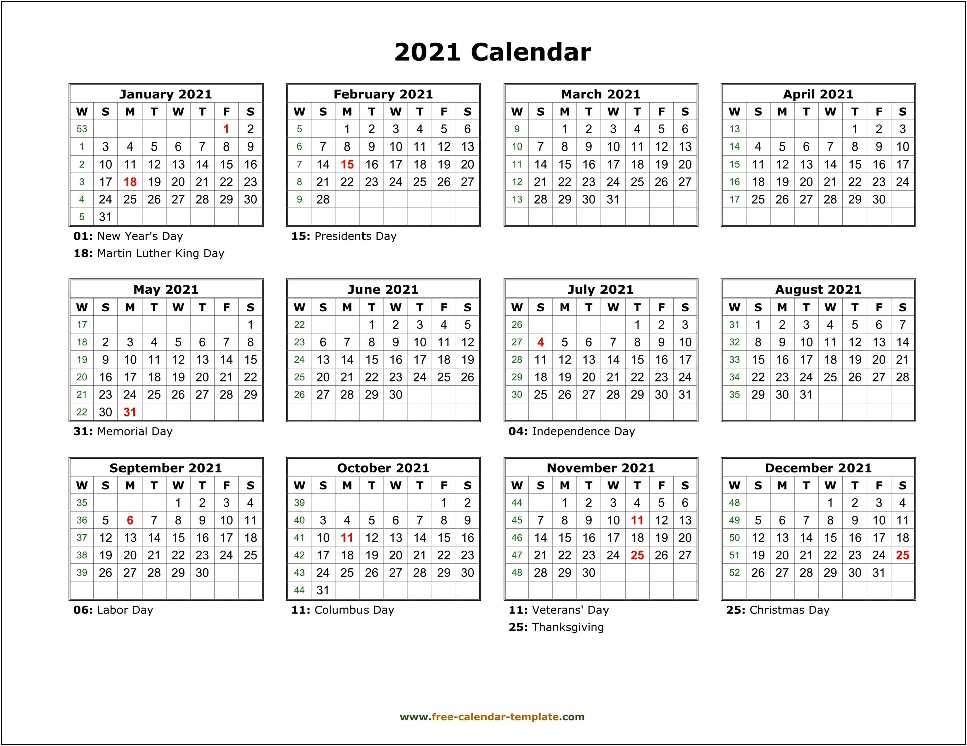 Free Printable Calendar Templates With Holidays