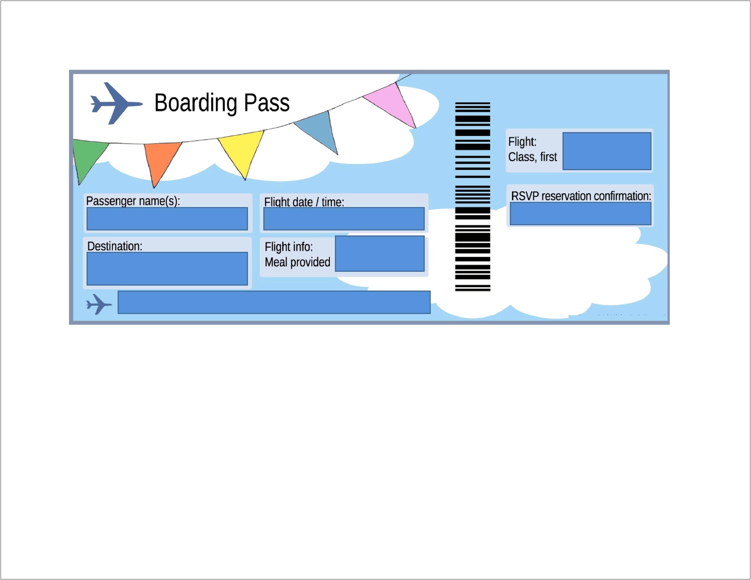 Free Printable Vacation Boarding Pass Invitation Template