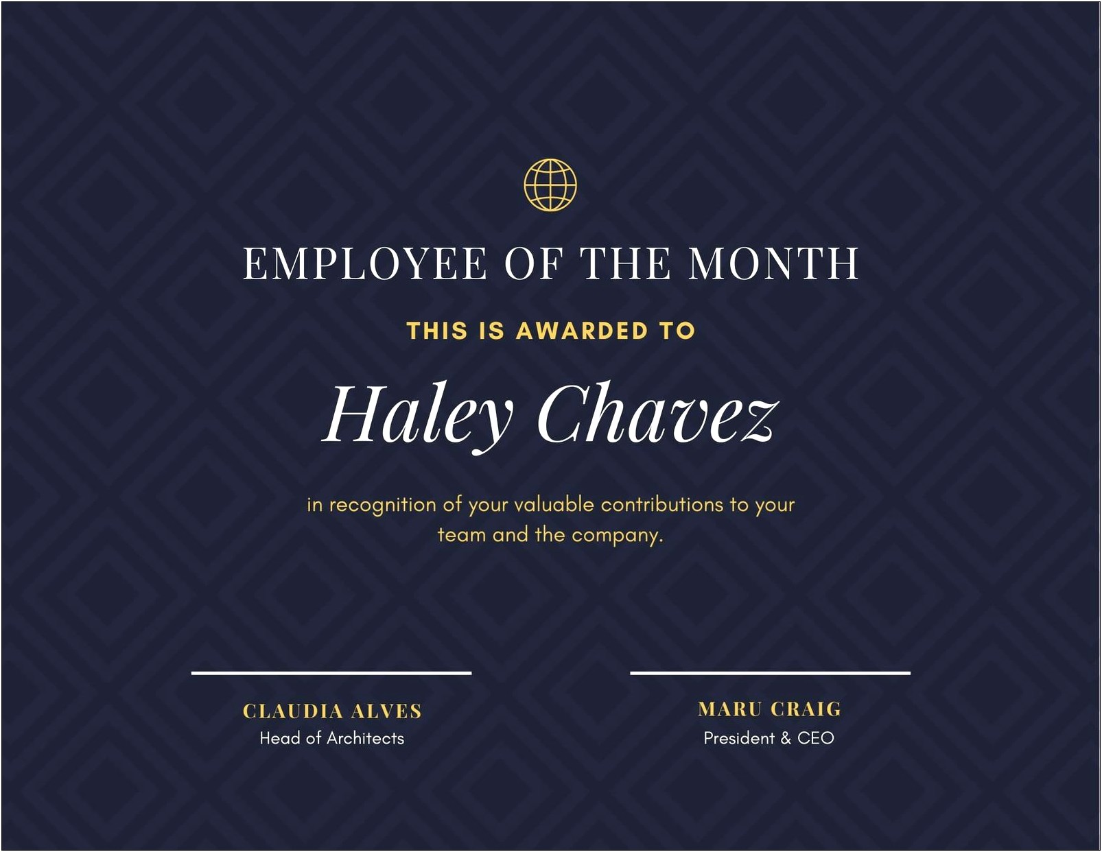 Printable Employee Of The Month Certificate Template Free Templates