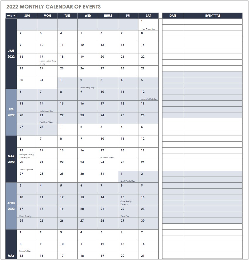 Free Printable Event Planning Template Pages