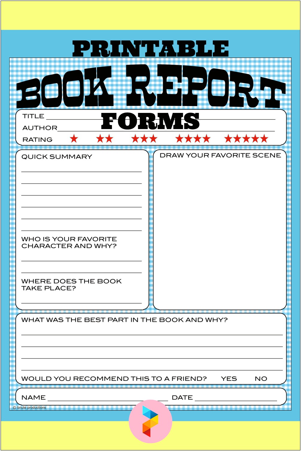 Free Printable First Grade Book Report Templates