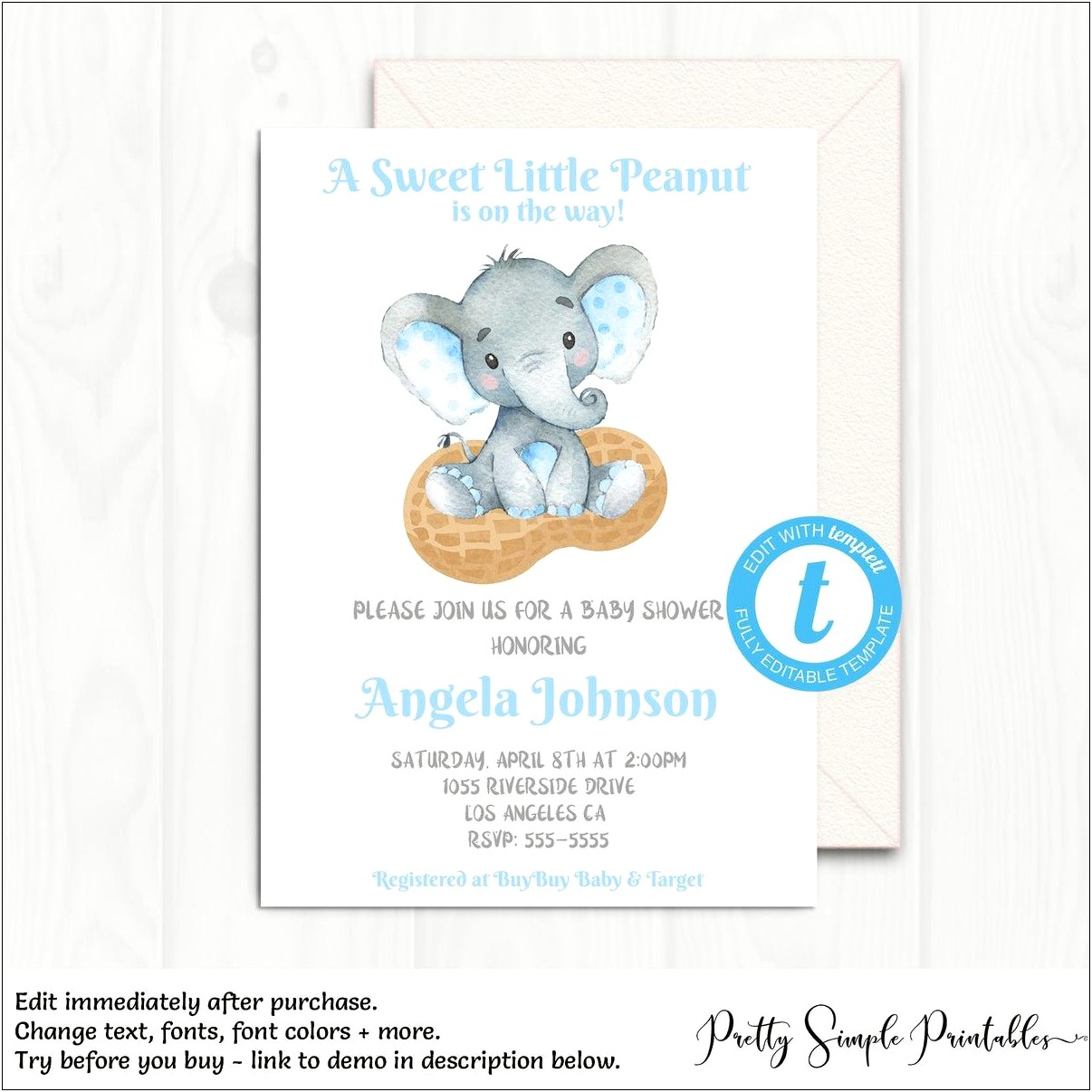 Free Printable Images Elephant Boy Baby Shower Template