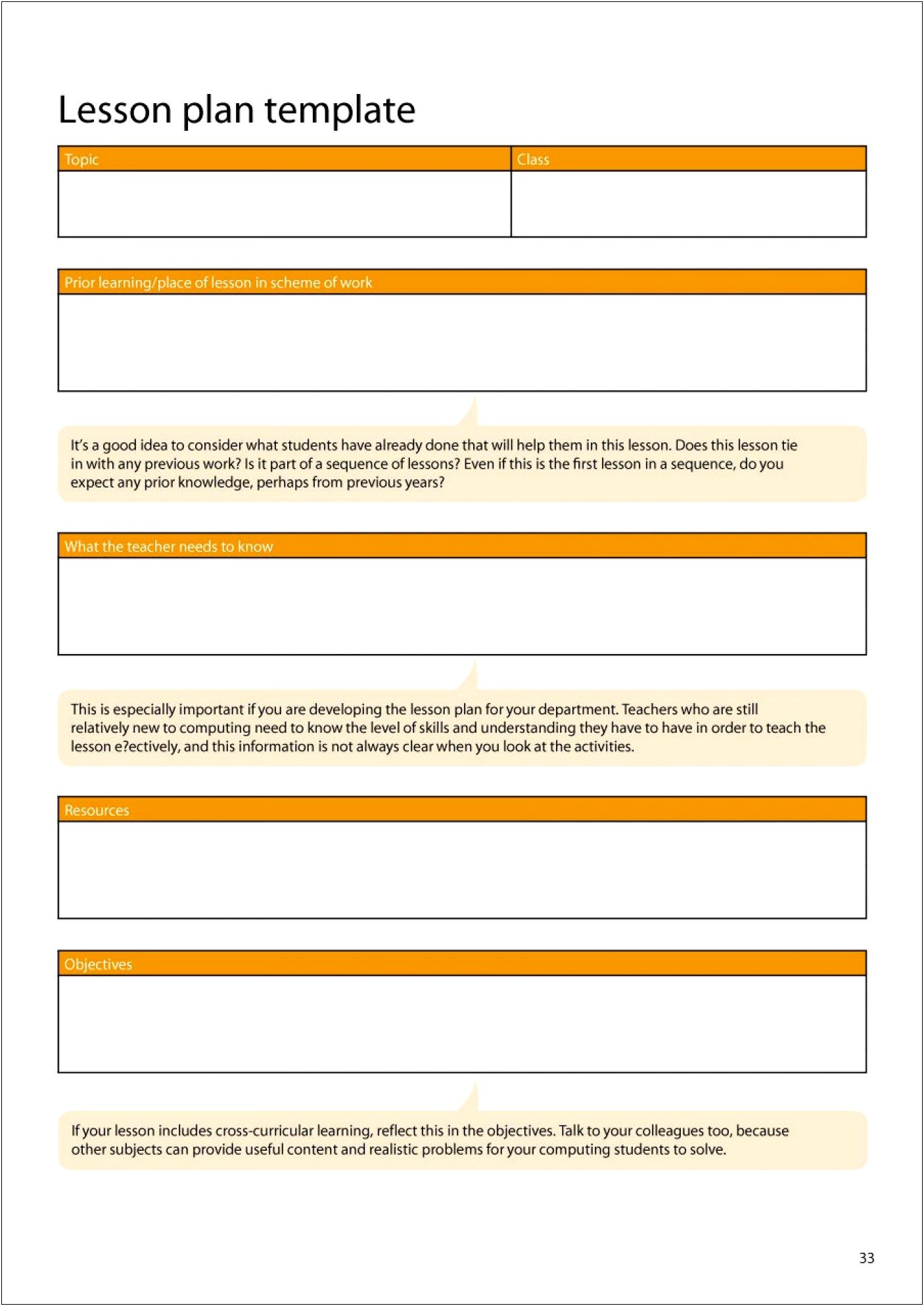 Free Printable Lesson Plan Multiple Subject Template