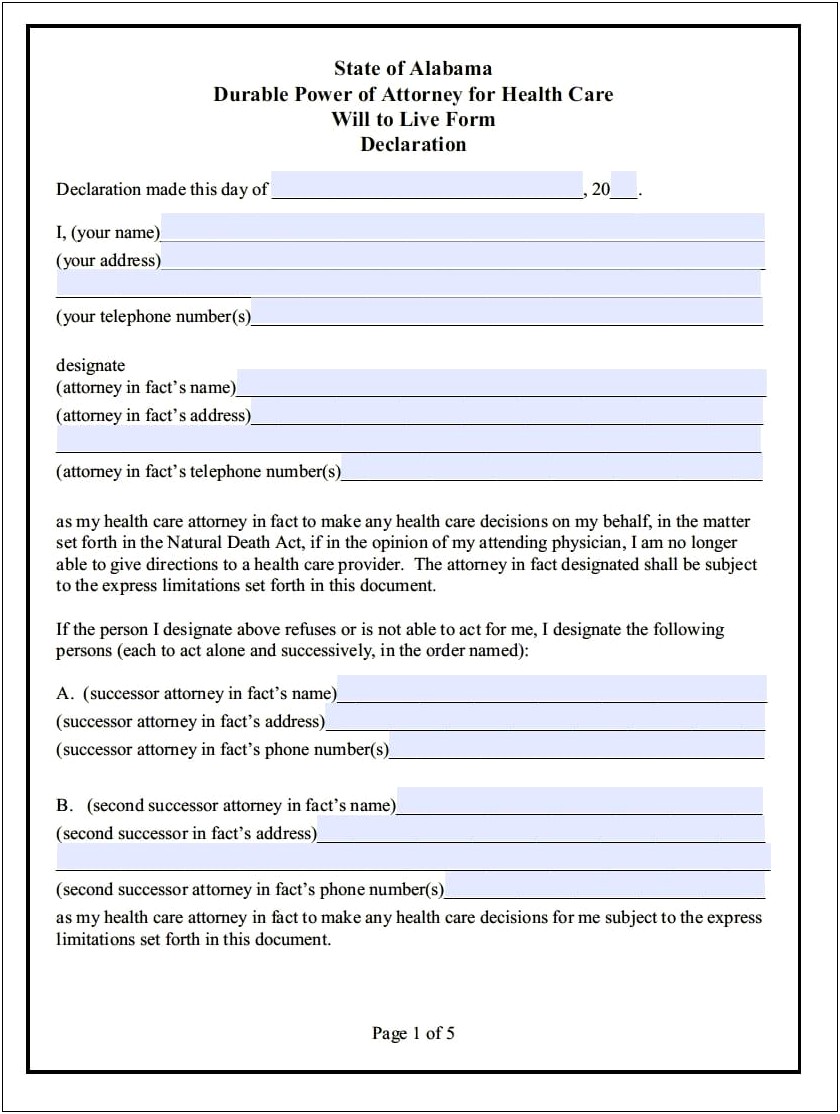 Free Printable Medical Power Of Attorney For Child Template