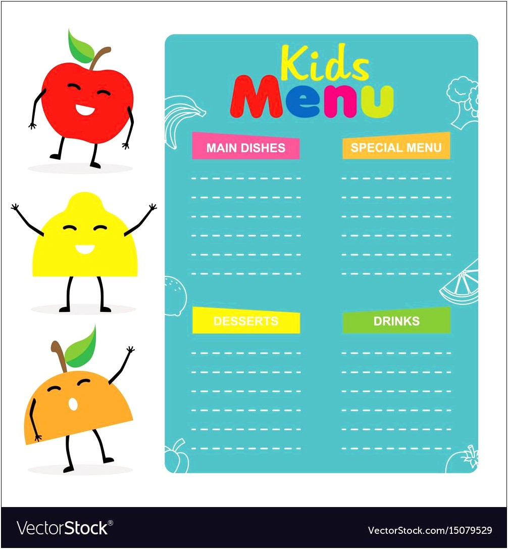 Free Printable Menu Templates For Kids Templates Resume Designs 