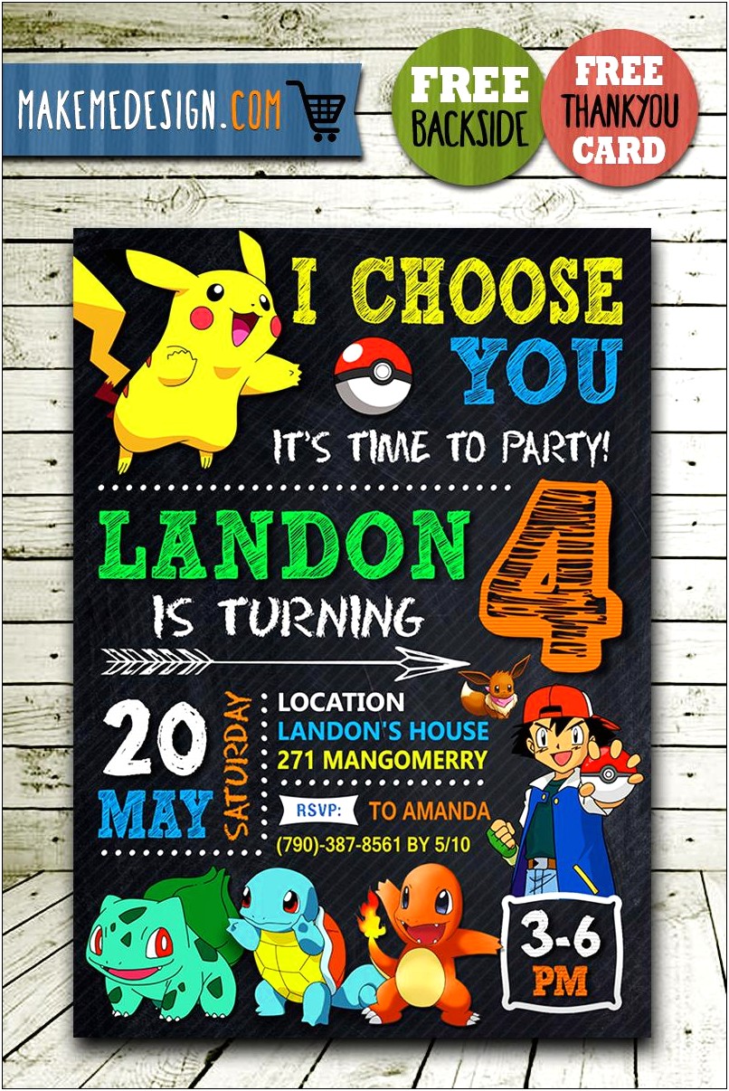 Free Printable Pokemon Birthday Invitation Templates