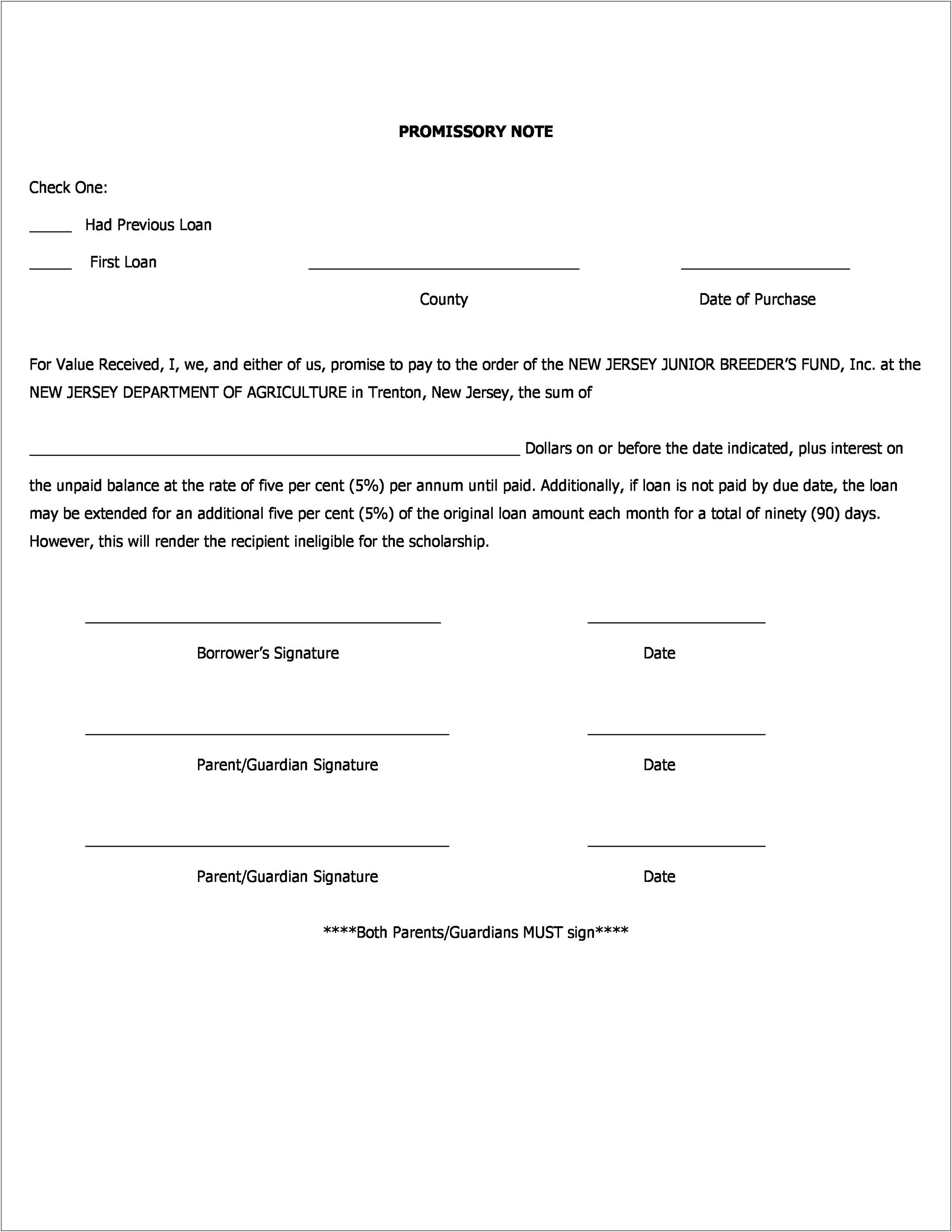 Free Printable Promissory Note Template For Personal Loan