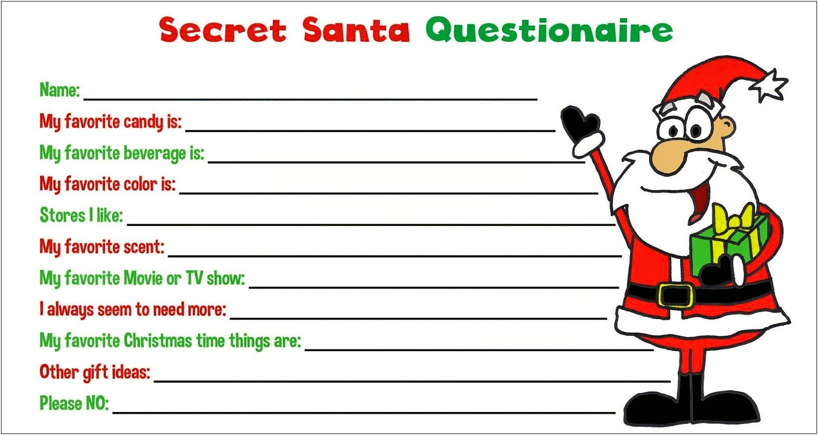 Free Printable Secret Santa Name Draw Template