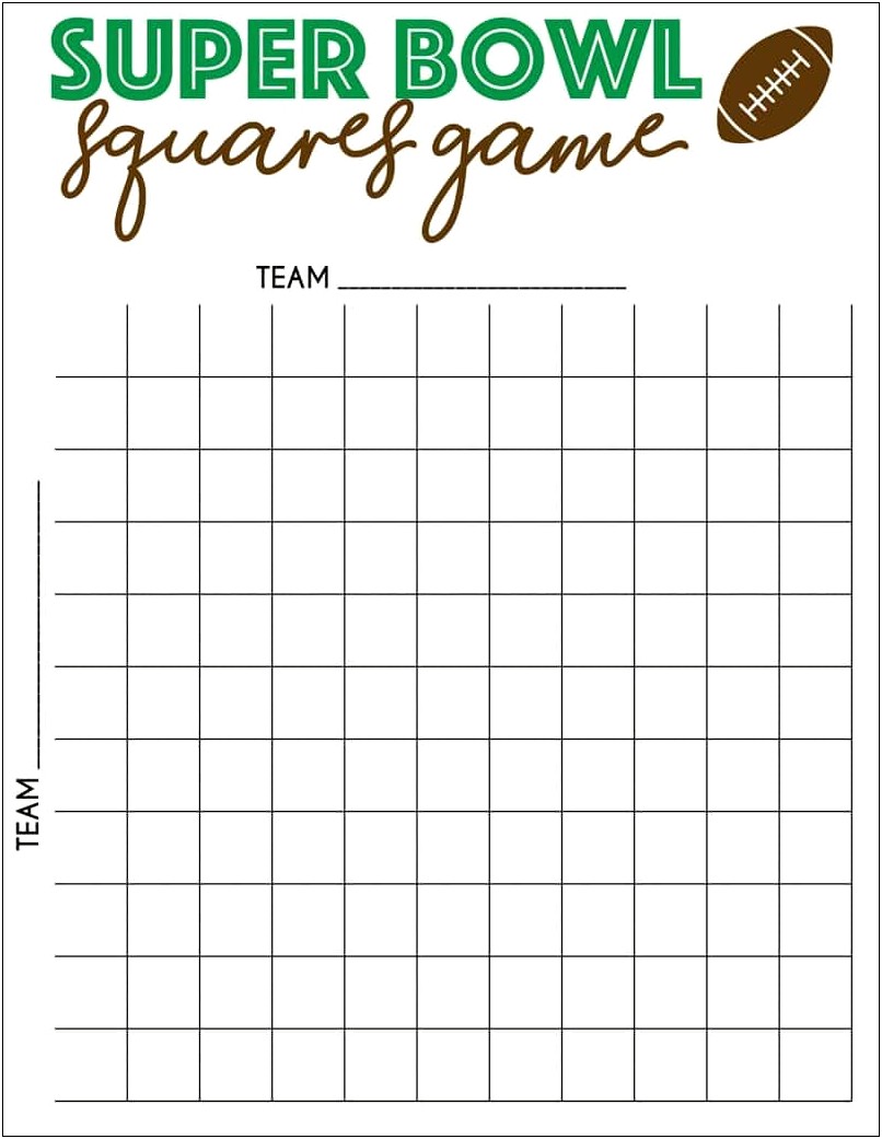 Free Printable Super Bowl Squares Template 2018