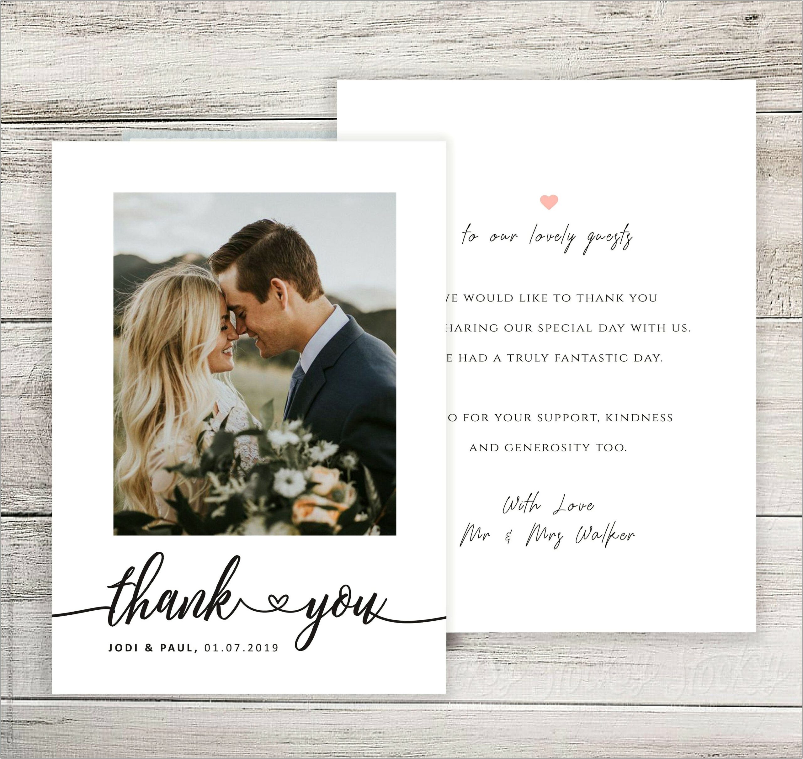 Free Printable Wedding Thank You Card Template