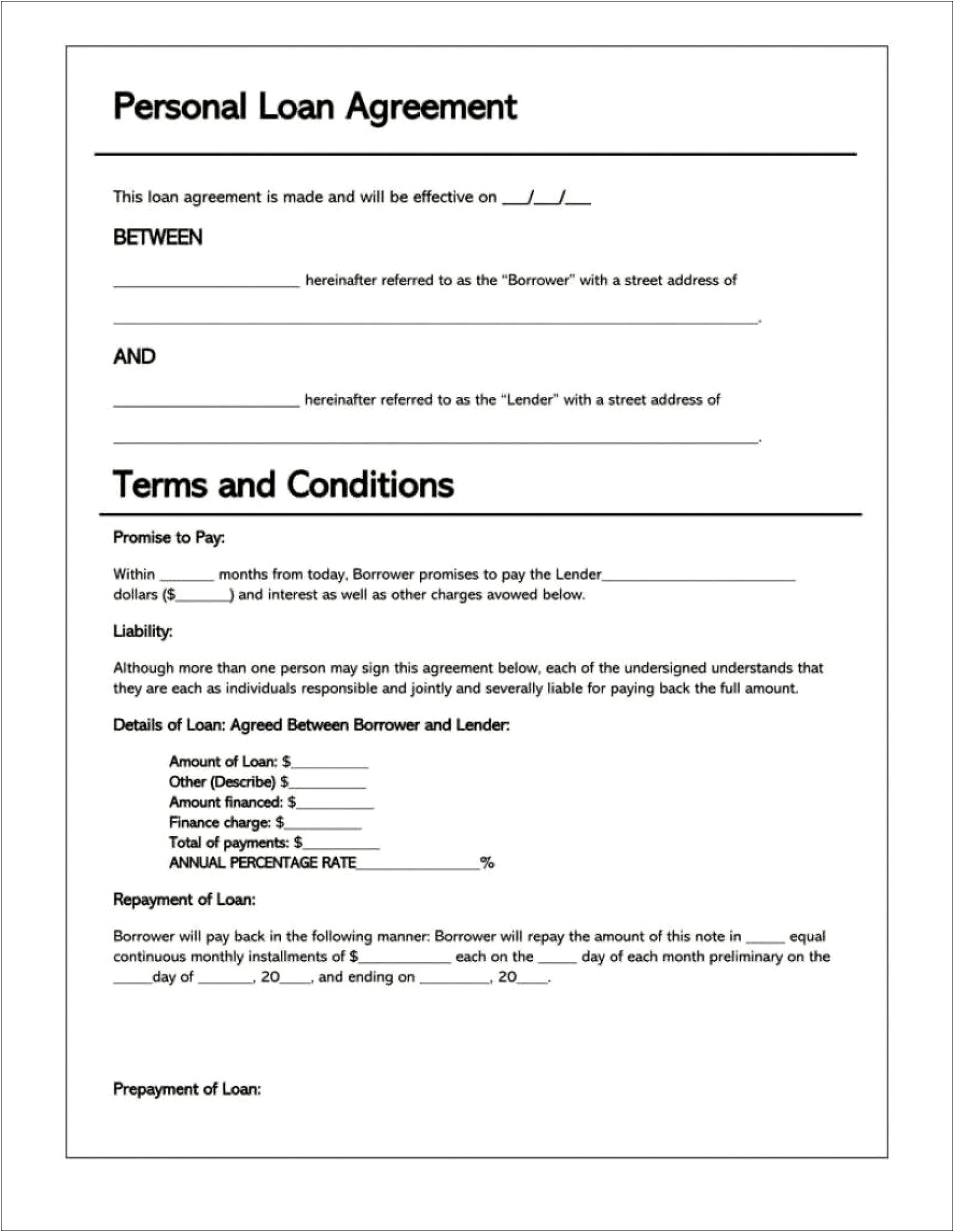 Free Promissory Note Template For Personal Loan Uk