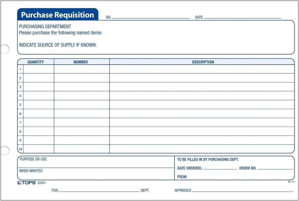 Free Purchase Requisition Form Template For Church