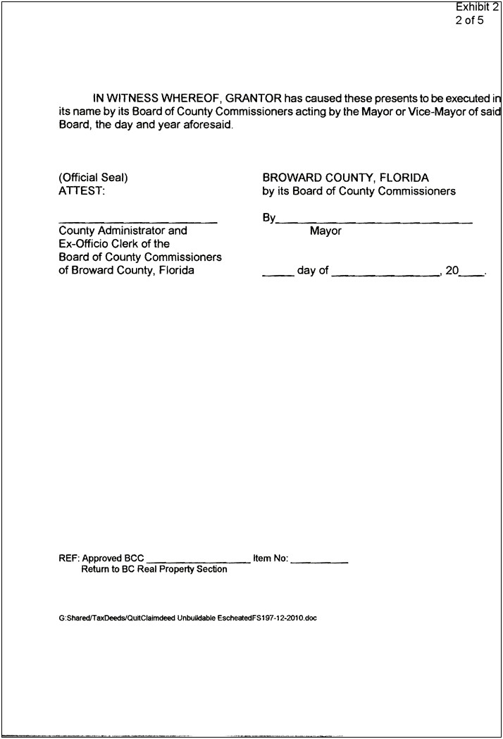 Free Quit Claim Deed Template Florida