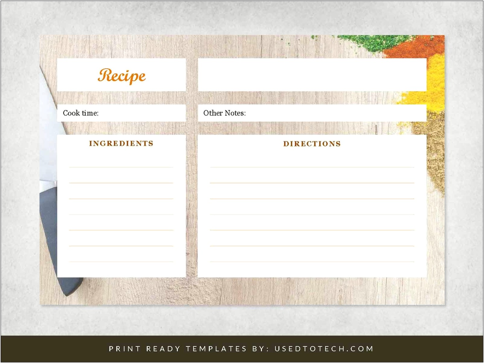 Free Recipe Template 5.5 X 8.5