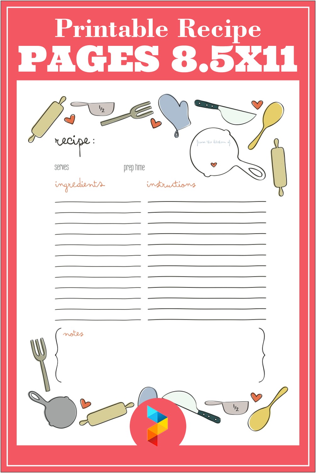 Free Recipe Template 8.5 X 11