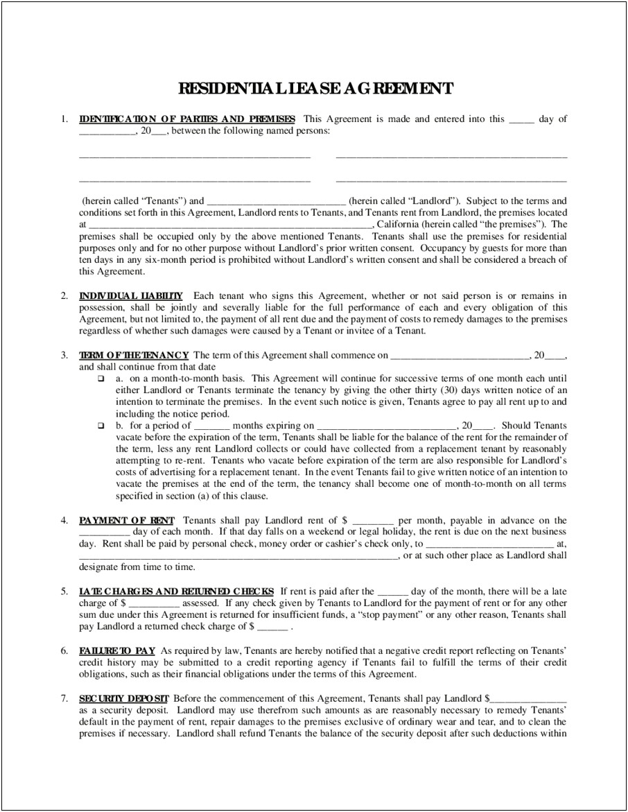 Free Rental Agreement Template In Spanish Pdf