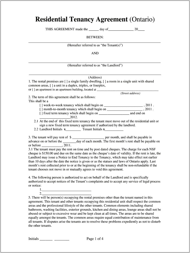 Free Rental Agreement Template Word Print Outs