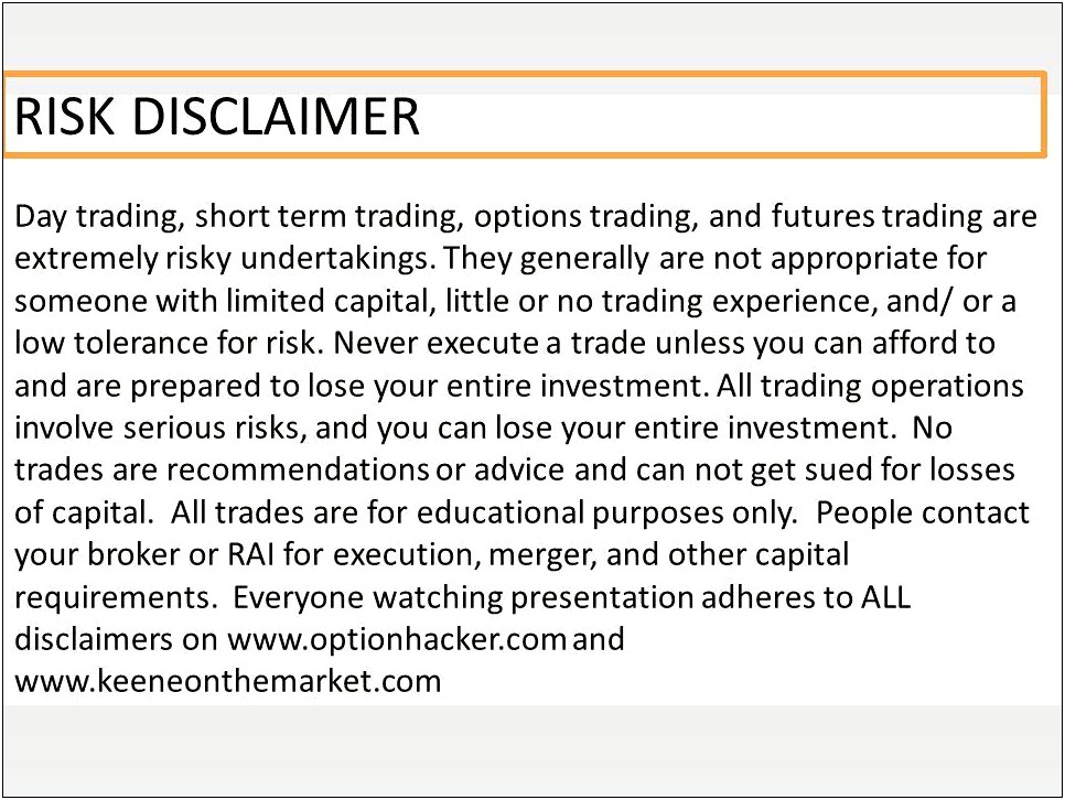 Free Risk Disclaimer Template For Trading Stocks