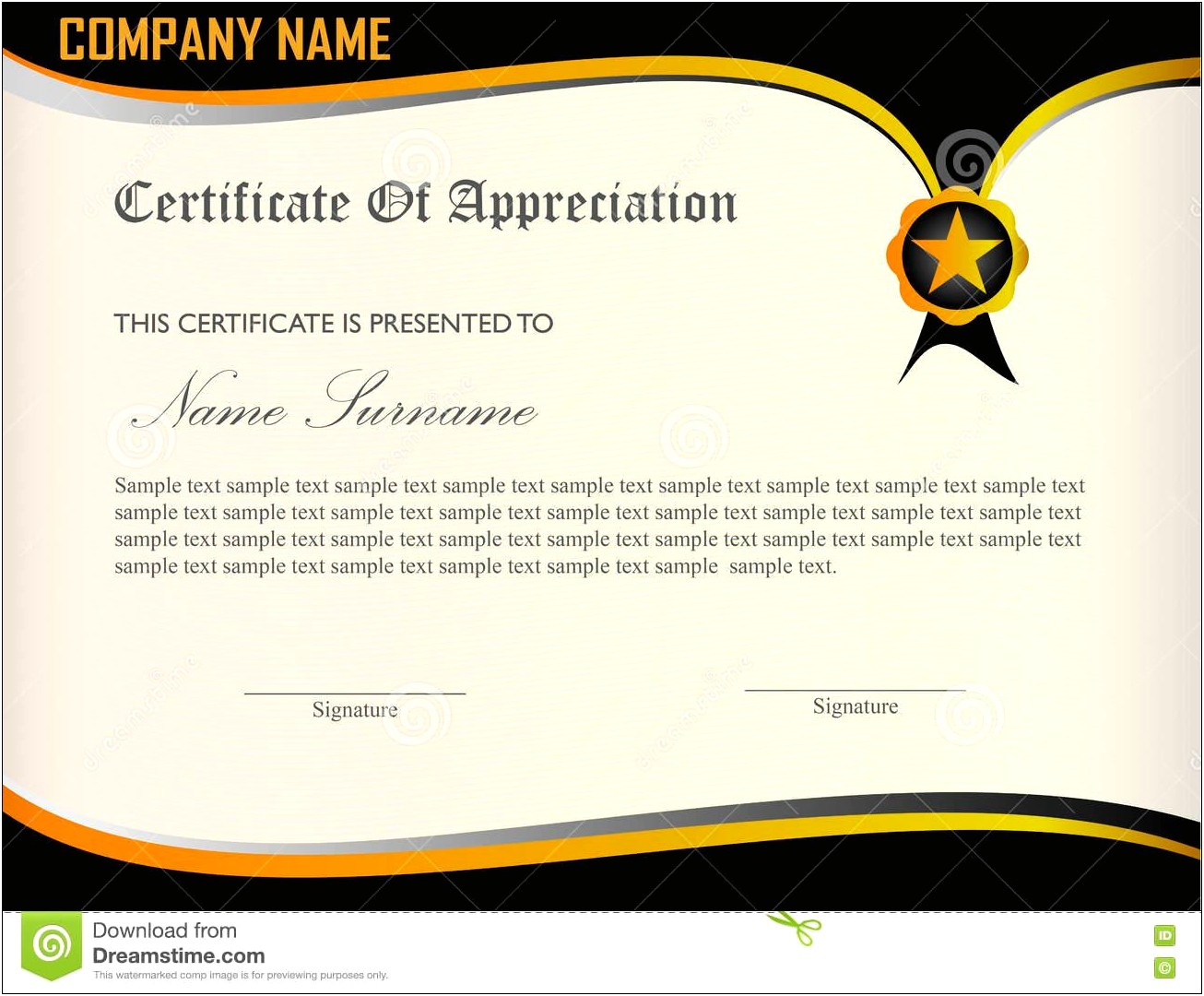 Free Sample Certificate Of Appreciation Template