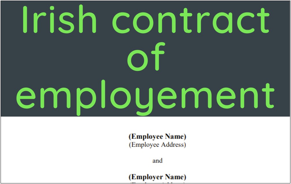 Free Sample Contract Of Employment Template Ireland 2019