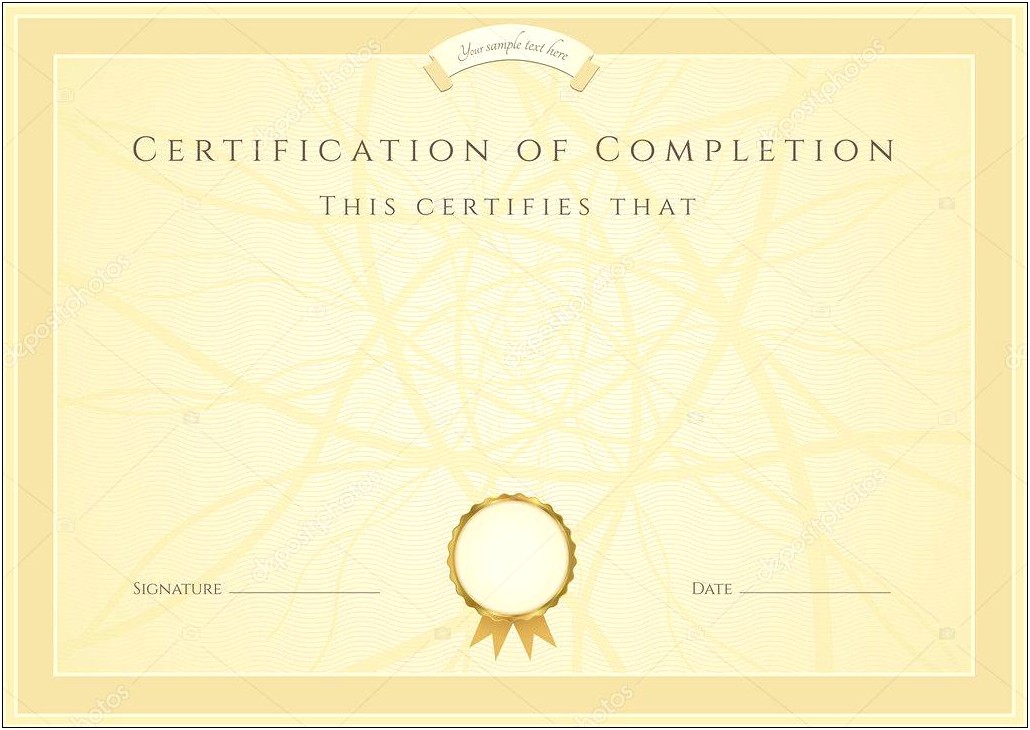 Free Sample Of Certificate Of Completion Template