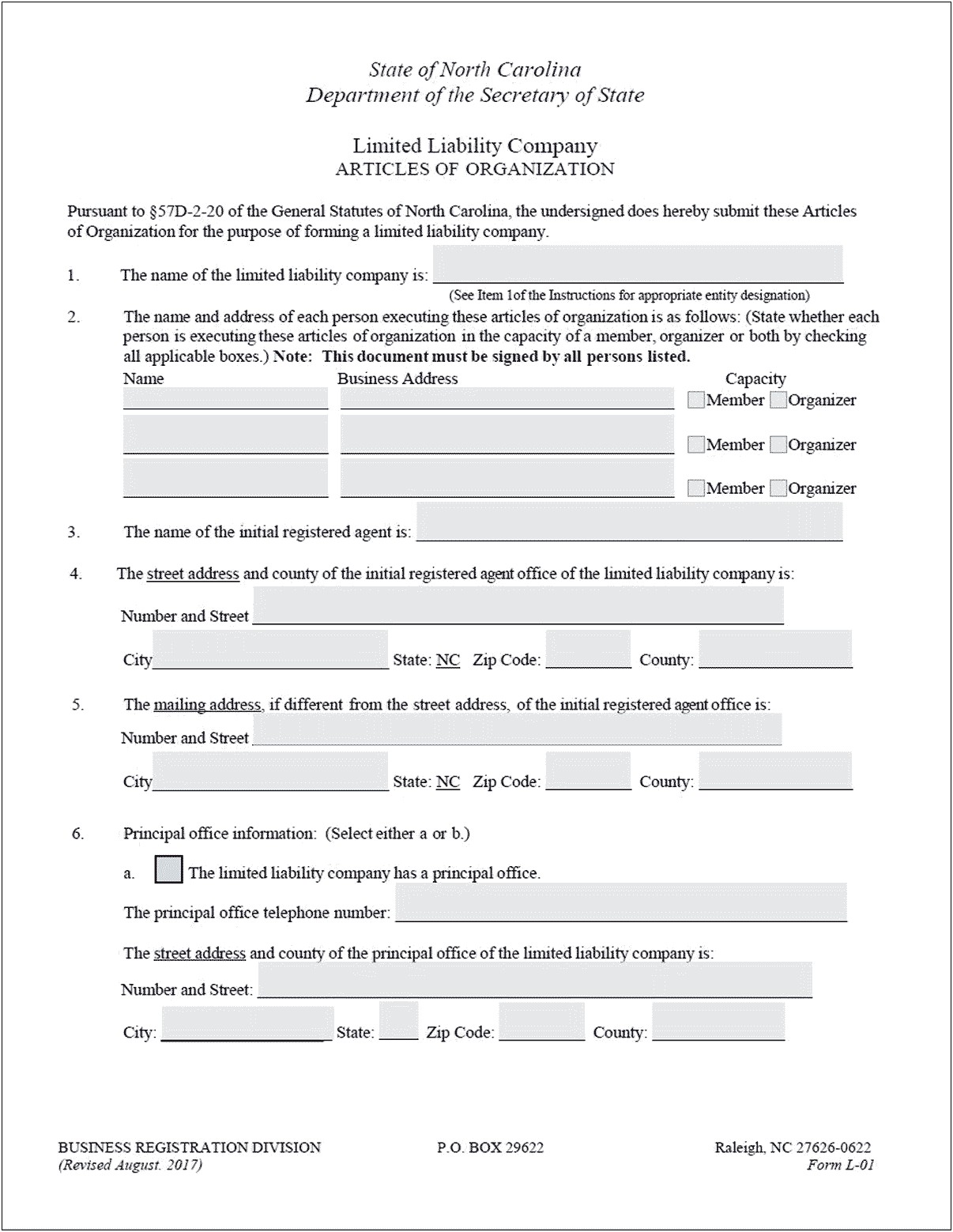 Free Simple Llc Operating Agreement Nc Template