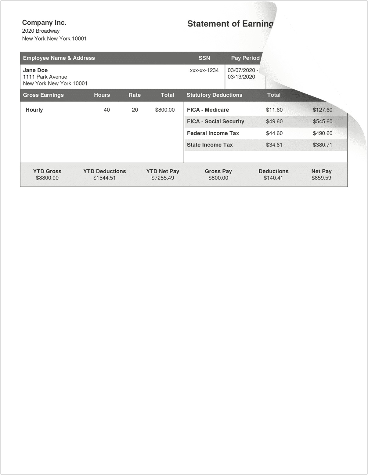 Free Simple Paystub Calculator And Paystub Template