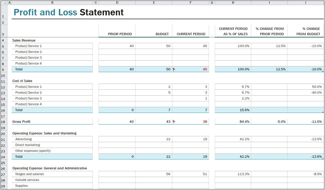 Free Simple Profit And Loss Template Excel