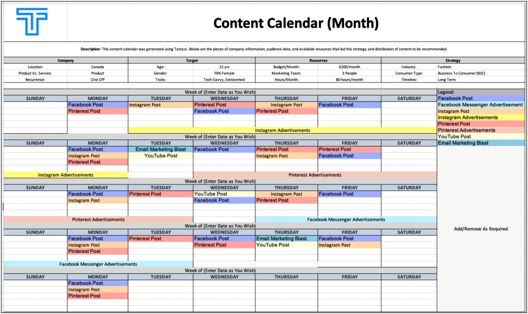 Free Social Media Campaign Templates Bonus Calendar